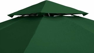 Tetto di Ricambio per Gazebo 3X3M, Tela per Gazebo a 2 Livelli Resistente ai Raggi UV, Verde Scuro (SOLO TELA)