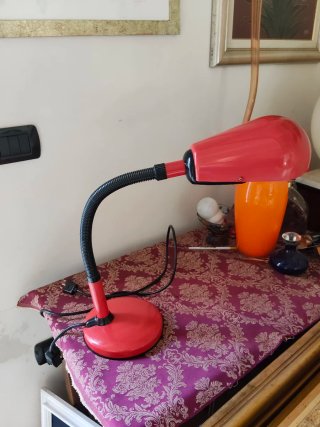 Lampada grande vintage anni '70 rossa
