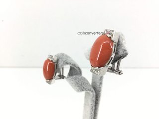 pendientes oro 18k con piedra con coral