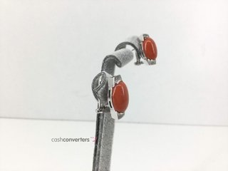 pendientes oro 18k con piedra con coral
