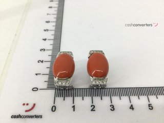 pendientes oro 18k con piedra con coral