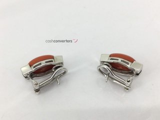 pendientes oro 18k con piedra con coral