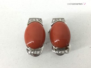 pendientes oro 18k con piedra con coral