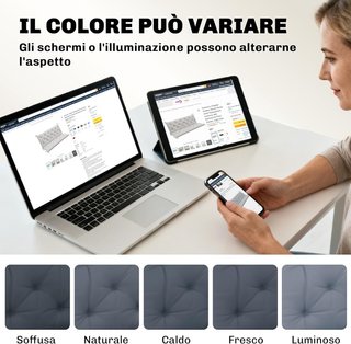Cuscino da Giardino Moderno per Sedute Esterne con 6 Fasce, Cuscino Imbottito in Cotone e Poliestere per Divani, Amache e Panchine, 150X98X8 Cm, Grigio Scuro