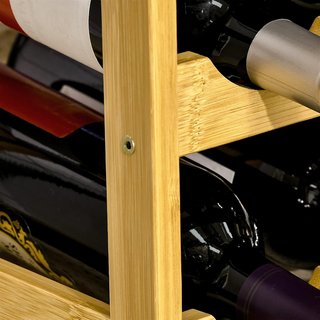 Scaffale per Bottiglie di Vino a 4 Livelli per 16 Bottiglie, Credenza in Bambù per Cucina e Soggiorno, 43X23.5X38Cm