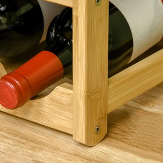 Scaffale per Bottiglie di Vino a 4 Livelli per 16 Bottiglie, Credenza in Bambù per Cucina e Soggiorno, 43X23.5X38Cm