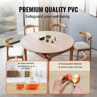 Protector de Mesa Transparente, Cubierta de Mesa Redonda de 48 pulgadas/1230 mm, Mantel de Plástico PVC de 1.5 mm de Grosor, Protector de Escritorio Impermeable para Escritorio, Mesa de Café, Mesa...