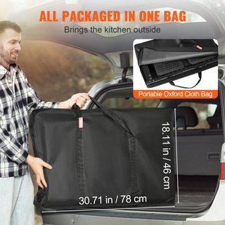Tavolo da Cucina per Campeggio, Stazione da Cucina Portatile Pieghevole in Un Pezzo con Borsa di Trasporto, Tavolo da Campeggio in Alluminio con 4 Tavoli Laterali in Ferro e 2 Ripiani, Ideale per Pic-nic...