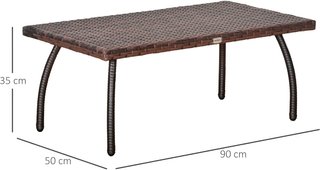 Tavolo da Esterno in Rattan Sintetico per Giardino, Terrazza Impermeabile Marrone 90X50X35Cm
