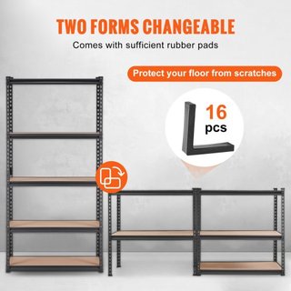 Unità di Stoccaggio a Scaffale, Regolabile a 5 Livelli, Capacità 2000 lbs, Scaffali Garage ad Alta Resistenza, Organizer in Metallo, Rack Utilità, Nero, 35" L x 18" P x 71" A