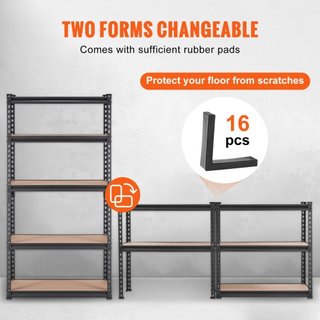 Unità di Stoccaggio su Scaffale, Regolabile a 5 Livelli, Capacità 2000 lbs, Scaffali Garage ad Alta Resistenza, Organizer in Metallo, Rack Utilità, Nero, 30" L x 12" P x 60" A
