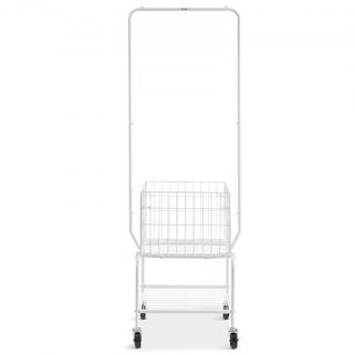 Carrello per Biancheria in Metallo con Cesto Lavatrice Mobile e Supporto per Indumenti, Carrello per Bucato con Regolazione Altezza, Organizzatore con Ruote Bloccabili ad Alta Resistenza