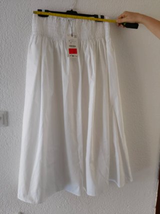 Falda Zara Blanca Larga Talla S nueva