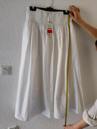Falda Zara Blanca Larga Talla S nueva