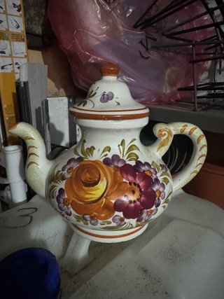 Teiera decorata floreale Altezza cm 18 Largh cm 22