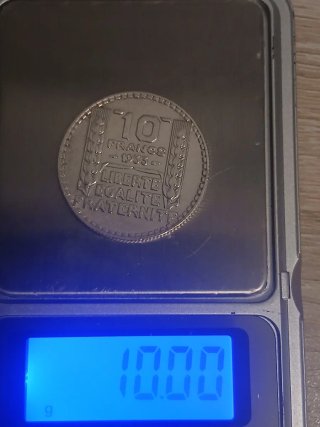 10 g. PLATa. 10 Francos 1933.