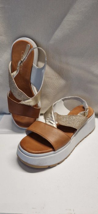 Sandali estivi donna Cafe Noir marrone oro n39