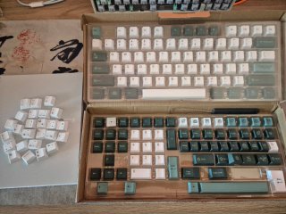 Keycaps Cherry Español Botanical Verde Blanco