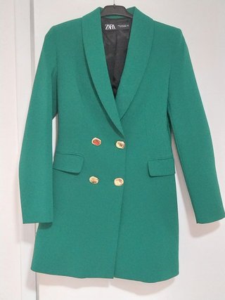 Blazer / Americana Larga ZARA Verde, Talla XS