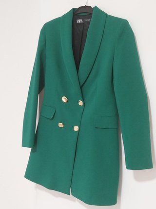 Blazer / Americana Larga ZARA Verde, Talla XS