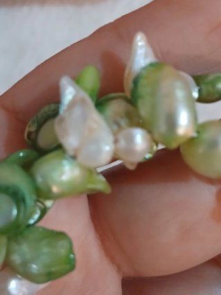 Pulsera Perlas Cultivadas Verdes y Blancas