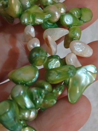 Pulsera Perlas Cultivadas Verdes y Blancas
