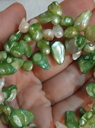 Pulsera Perlas Cultivadas Verdes y Blancas