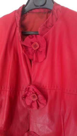 Chaqueta Piel y Brocado, Roja, De Sastrería, M