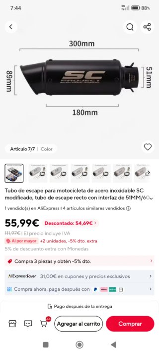 Tubo de escape SC Project negro