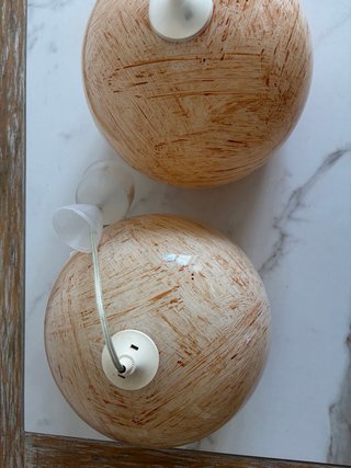 Coppia lampadari vetro beige/marrone
