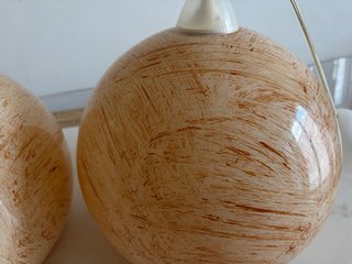 Coppia lampadari vetro beige/marrone