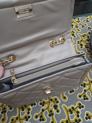 Borsa a tracolla trapuntata beige tortora