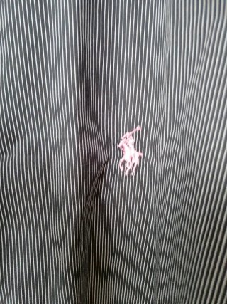 Camisa Ralph Lauren Negra Rayas Finas Talla XL.