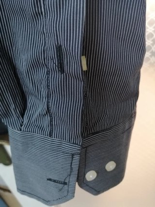 Camisa Ralph Lauren Negra Rayas Finas Talla XL.