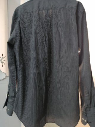 Camisa Ralph Lauren Negra Rayas Finas Talla XL.