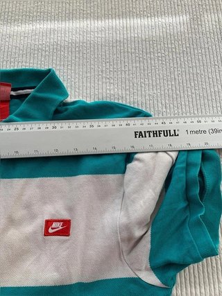 Nike striped polo shirt men size M green white...