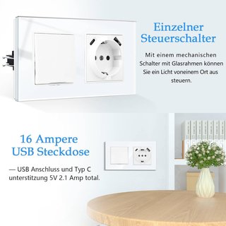 CNBINGO Interruptor de luz con enchufe USB empotrado