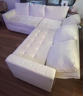 Sofá modular blanco de tela