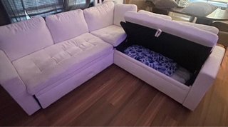 Sofá modular blanco de tela