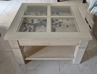 Mesa centro madera y cristal