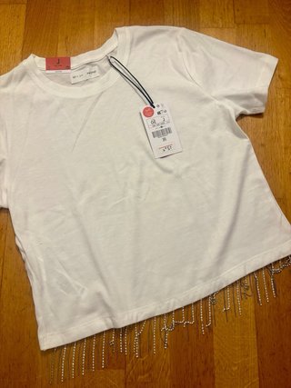 Camiseta Lefties blanca con pedrería Talla L