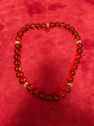 Collana girocollo con perle arancioni e oro