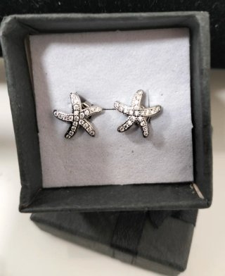 Pendientes de botón estrella de mar cristalitos