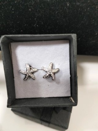 Pendientes de botón estrella de mar cristalitos