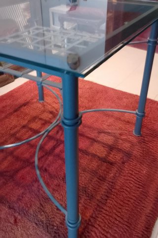 Mesa forja cristal 90x90