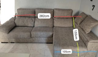 Sofá modular beige/gris 282x155cm