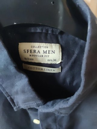 Camisa Sfera Lino Algodón Azul Talla M