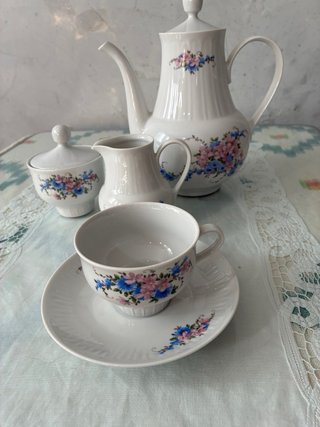 Juego de café porcelana flores