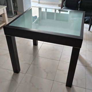 Mesa de centro cristal y madera
