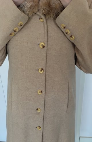 Abrigo largo beige de lana T 40